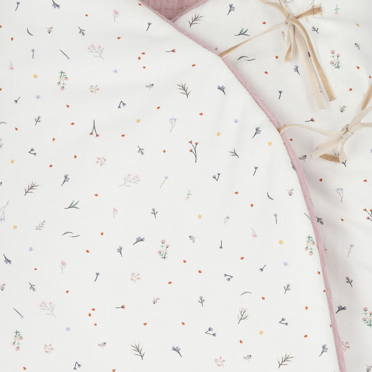 Baby Girls Ivory & Pink Hooded Reversible Nest, 3, hi-res