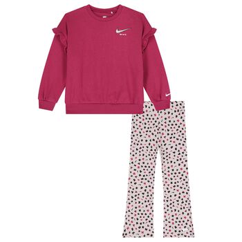 Younger Girls Pink Logo Trousers Set