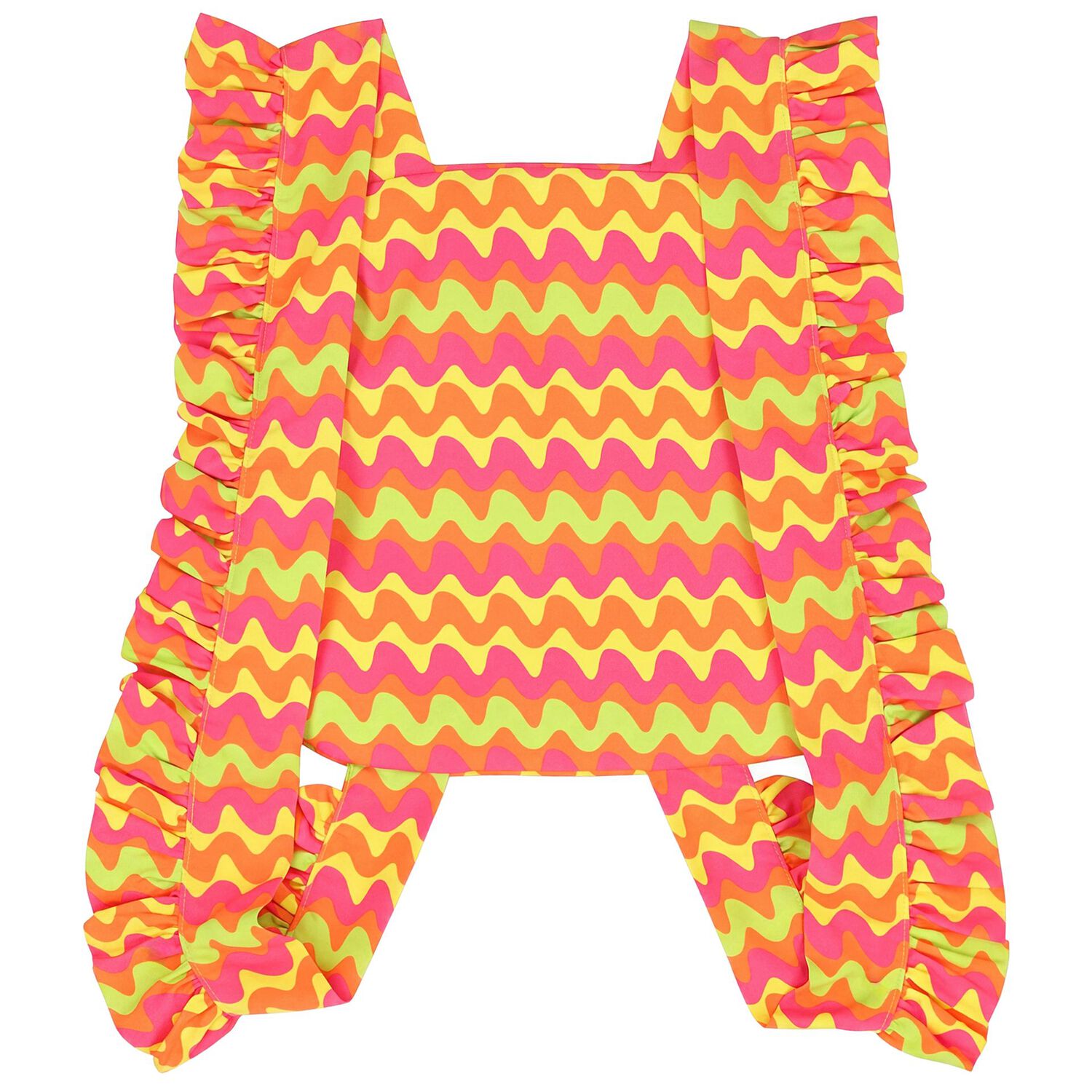 Girls Pink, Orange & Yellow Ruffle Backpack, 1, hi-res