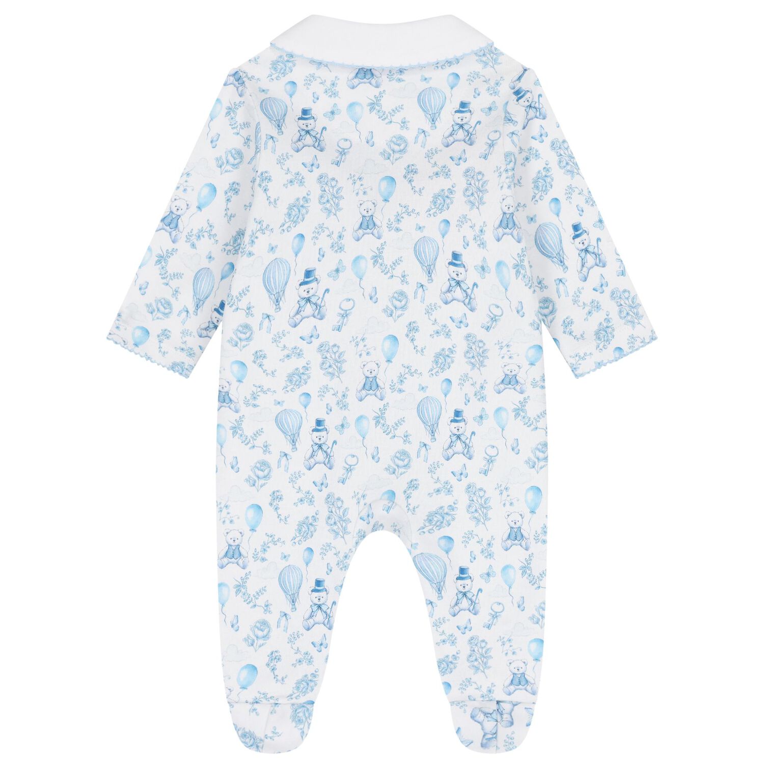 Baby Boys White & Blue Toile de Jouy Babygrow, 2, hi-res image number null