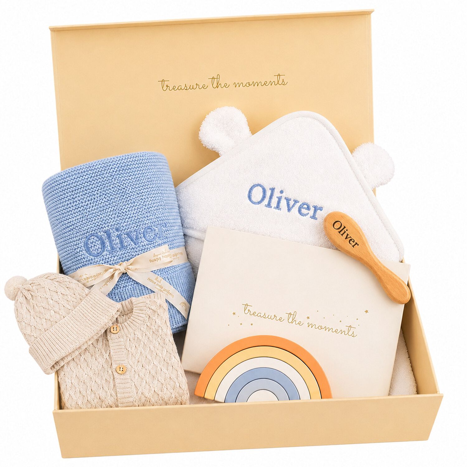 Boys Blue Personalised Ultimate Baby Gift Set, 2, hi-res
