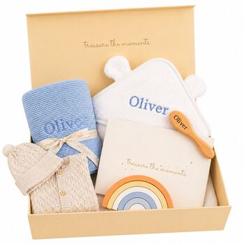 Boys Blue Personalised Ultimate Baby Gift Set