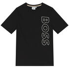 Boys Black Logo T-Shirt, 5, hi-res