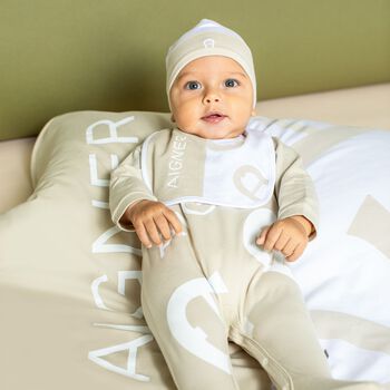 Beige Logo Babygrow