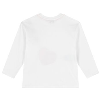 Girls White Logo Heart Bag Long Sleeve Top