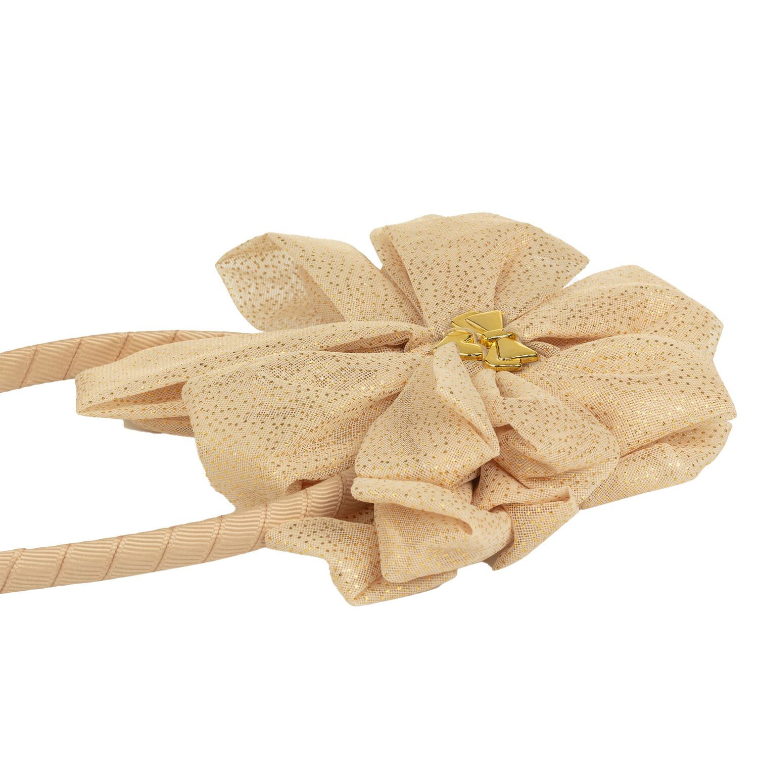 Girls Gold Bow Headband, 2, hi-res