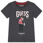 Boys Grey Teddy Bear Logo T-Shirt, 6, hi-res