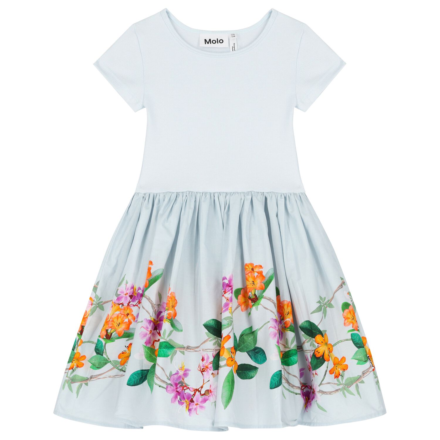 Girls Blue Floral Dress, 2, hi-res image number null