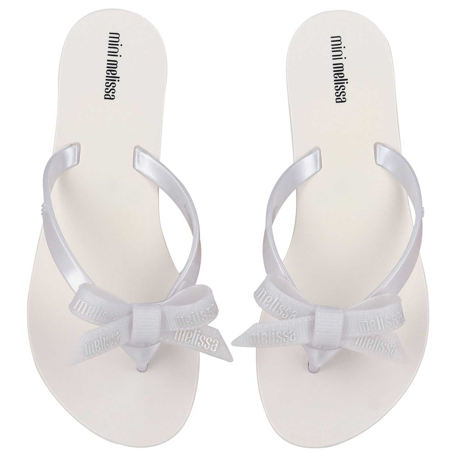 Girls White Logo Bow Flip Flops, 1, hi-res image number null