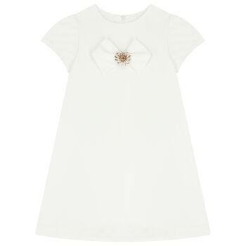 فستان أبيض مرصع بالماس للبنات