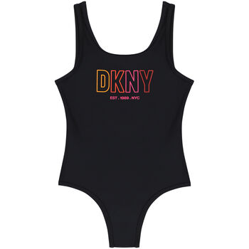 Girls Black Logo Swimsuit