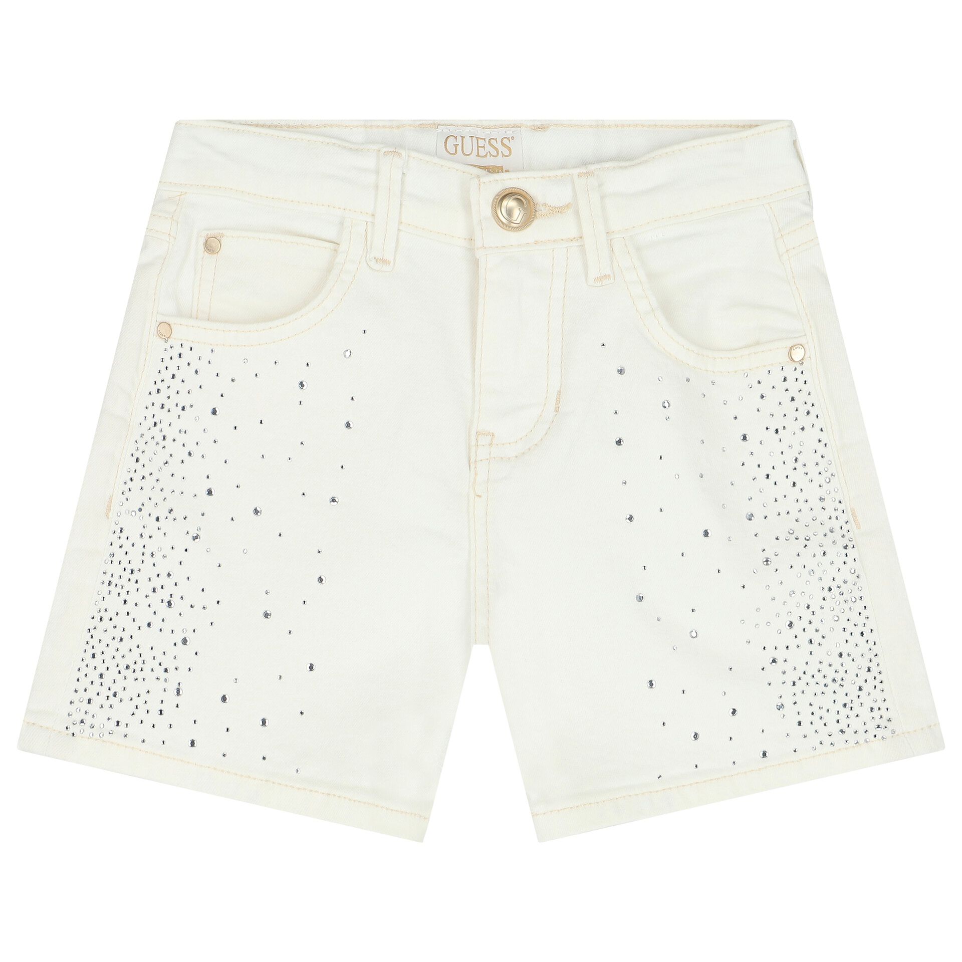 Guess Girls White Denim Sparkly Shorts Junior Couture UAE