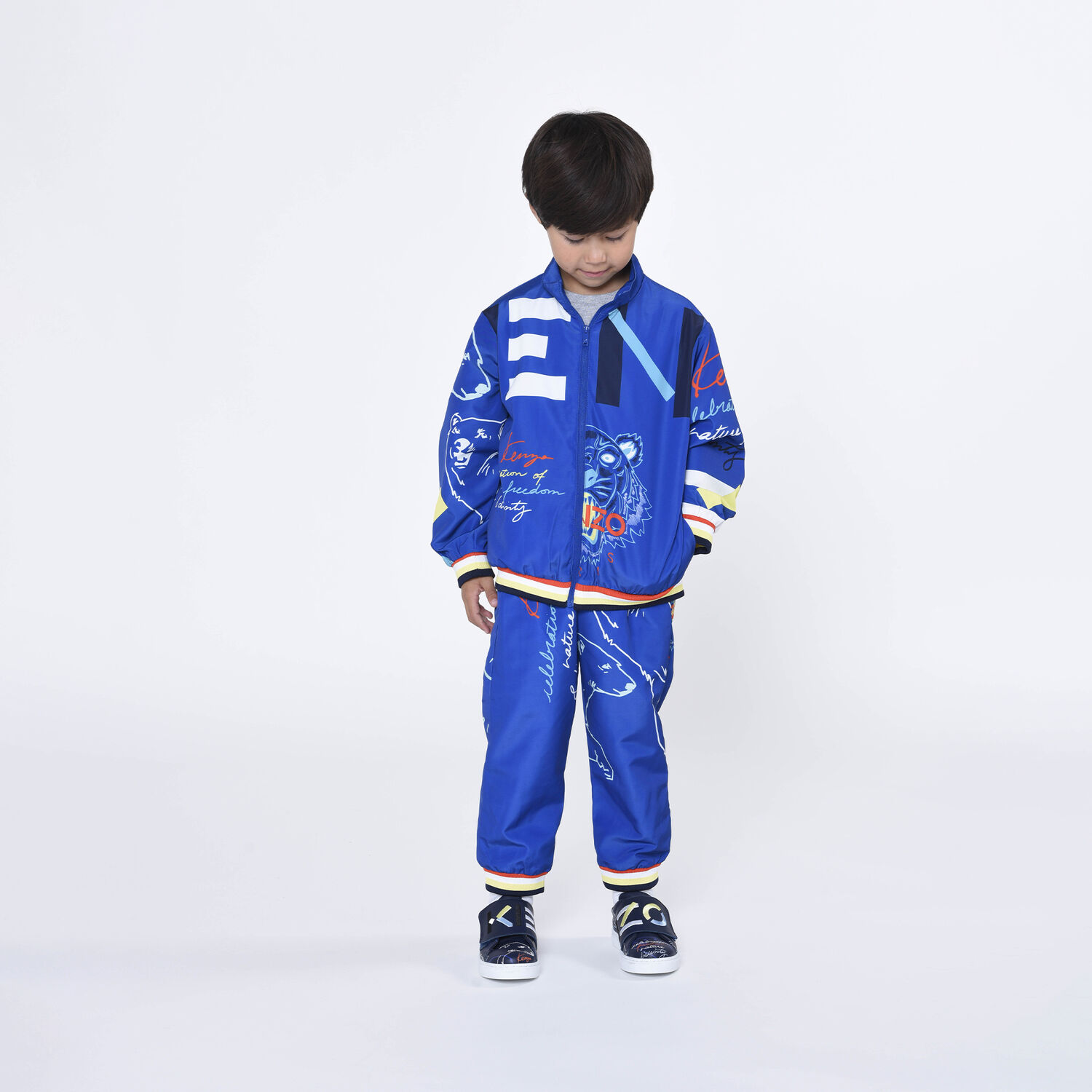 بنطلون رياضي بالشعار باللون الأزرق للأولاد, 1, hi-res image number null