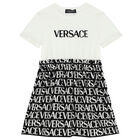 Girls White Logo Dress, 1, hi-res