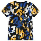 تيشيرت أولاد بالشعار باللون الأسود, 1, hi-res