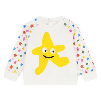 Younger Girls White Star Sweatshirt