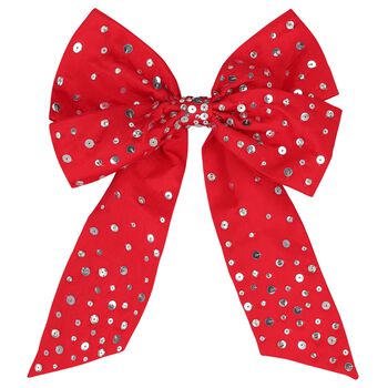 Girls Red Satin Bow Hair Clip