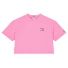 Girls Pink Embellished Logo T-Shirt, 2, hi-res