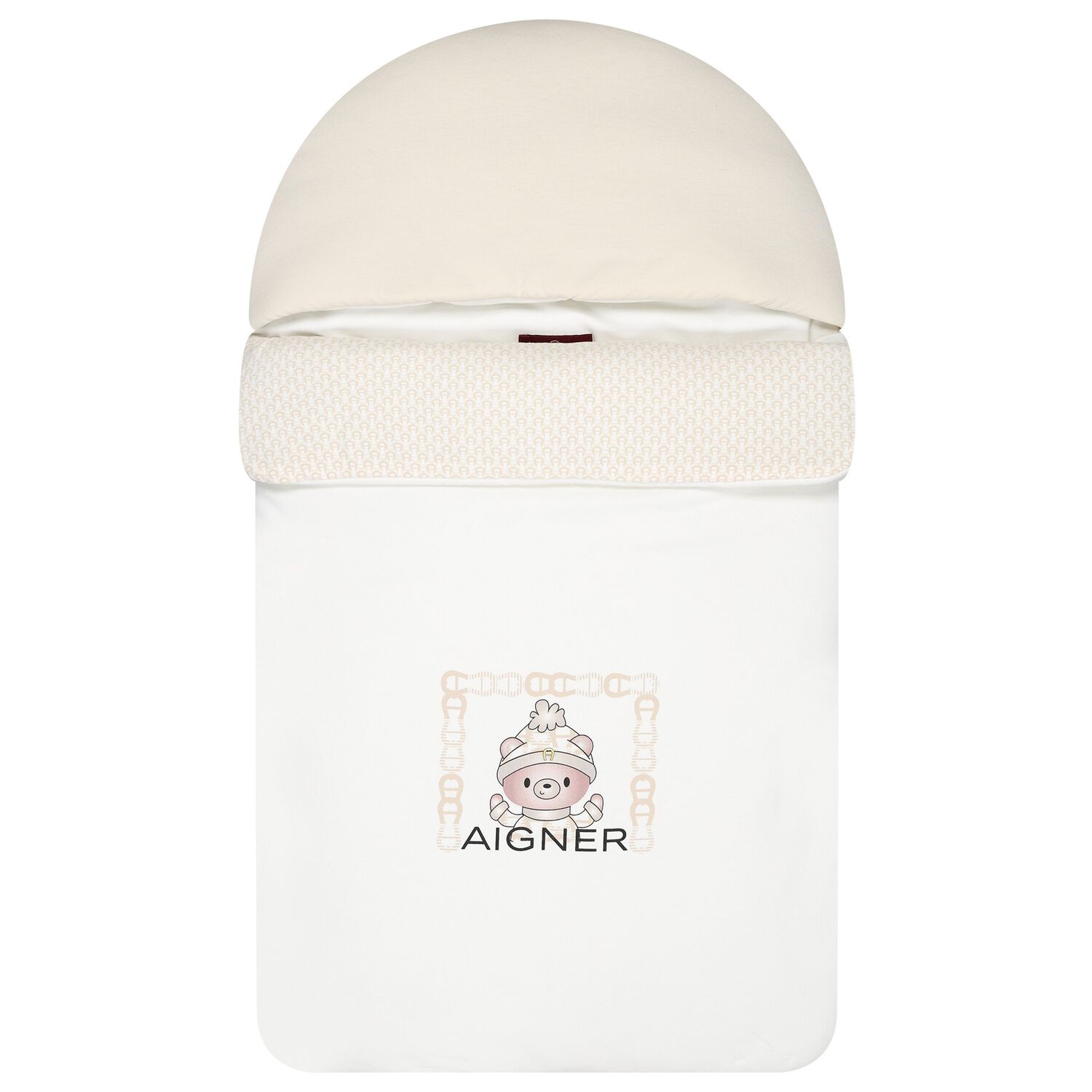 Ivory & Beige Teddy Bear Logo Baby Nest, 1, hi-res