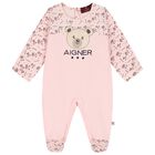 Baby Girls Pink Logo Babygrow, 1, hi-res