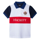 تيشيرت بولو بالشعار باللون الأبيض للأولاد, 1, hi-res