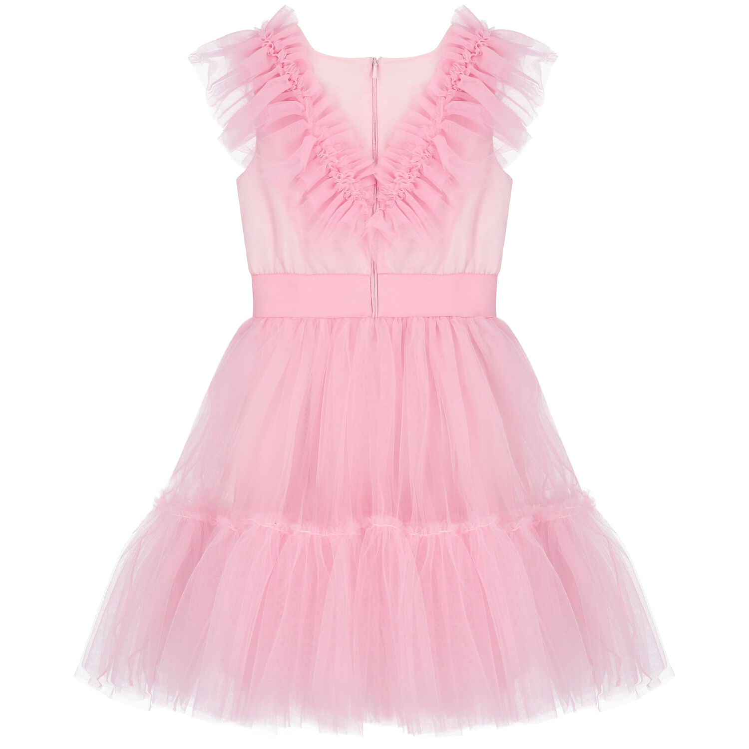 Girls Pink Ruffled Tulle Dress, 2, hi-res image number null