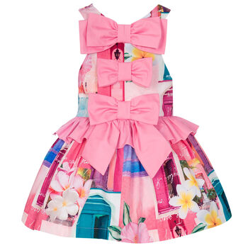 Girls Pink Printed Dress