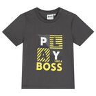 Younger Boys Grey & White Logo Shorts Set, 1, hi-res