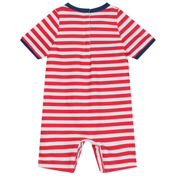 Baby Boys Red & White Giraffe Sun Suit