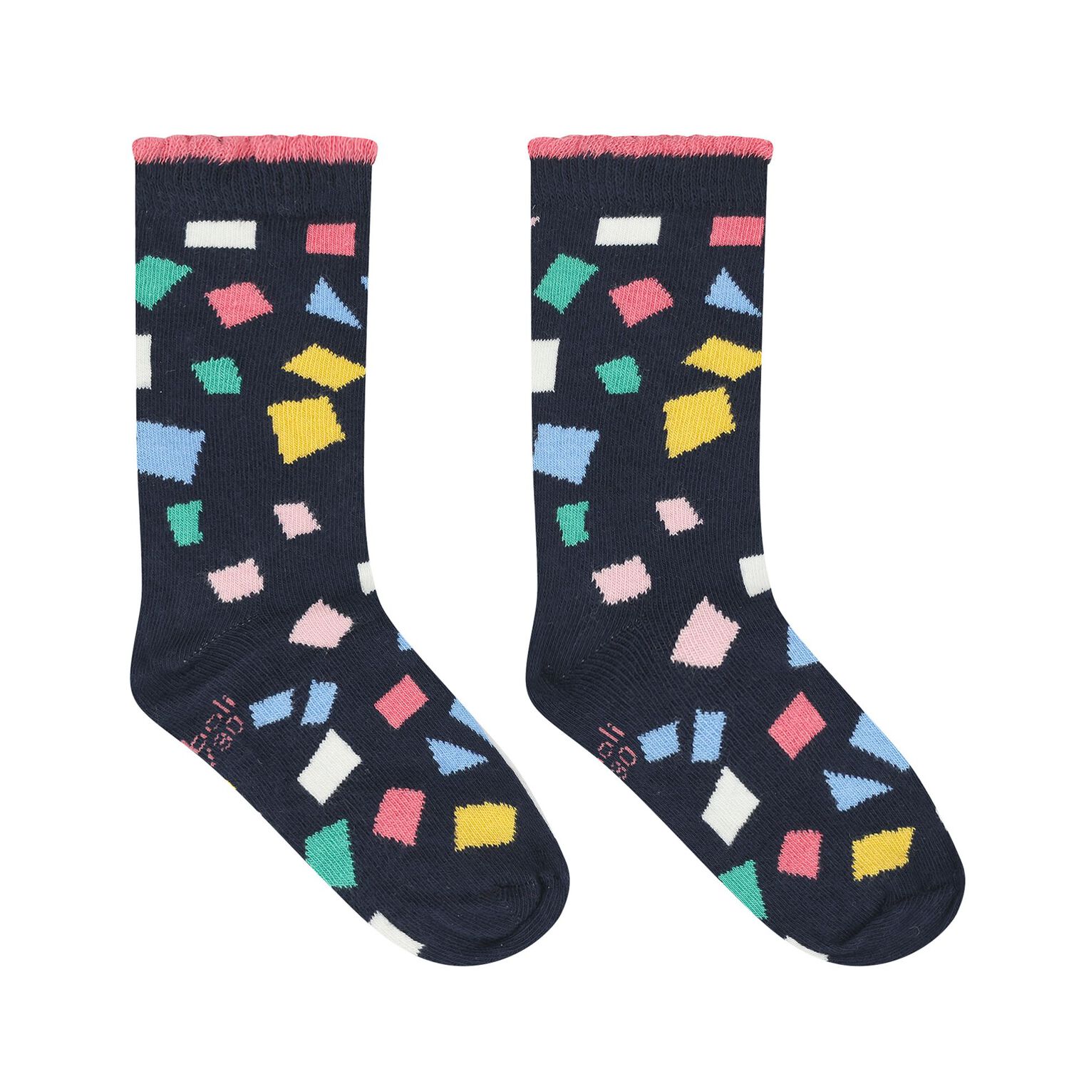 Girls Navy Blue & Pink Socks ( 3-Pack ), 1, hi-res