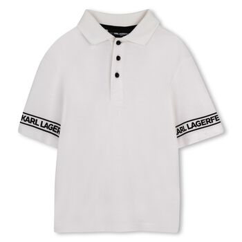 Boys White Logo Polo Shirt