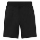Boys Black Logo Shorts, 1, hi-res