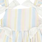 Girls Multicoloured Striped Bow Dress, 1, hi-res