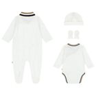 Baby Boys White Logo Babygrow Gift Set, 1, hi-res