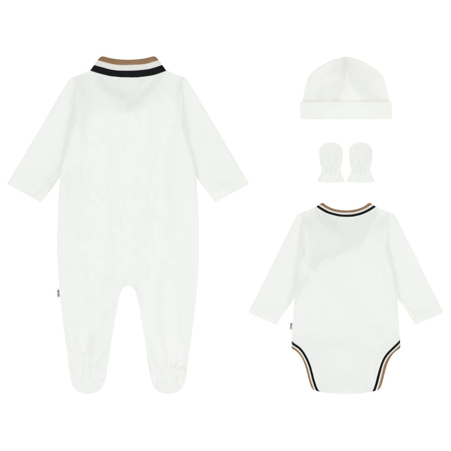 Baby Boys White Logo Babygrow Gift Set, 1, hi-res