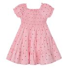 Girls Pink Printed Smocked Dress, 1, hi-res