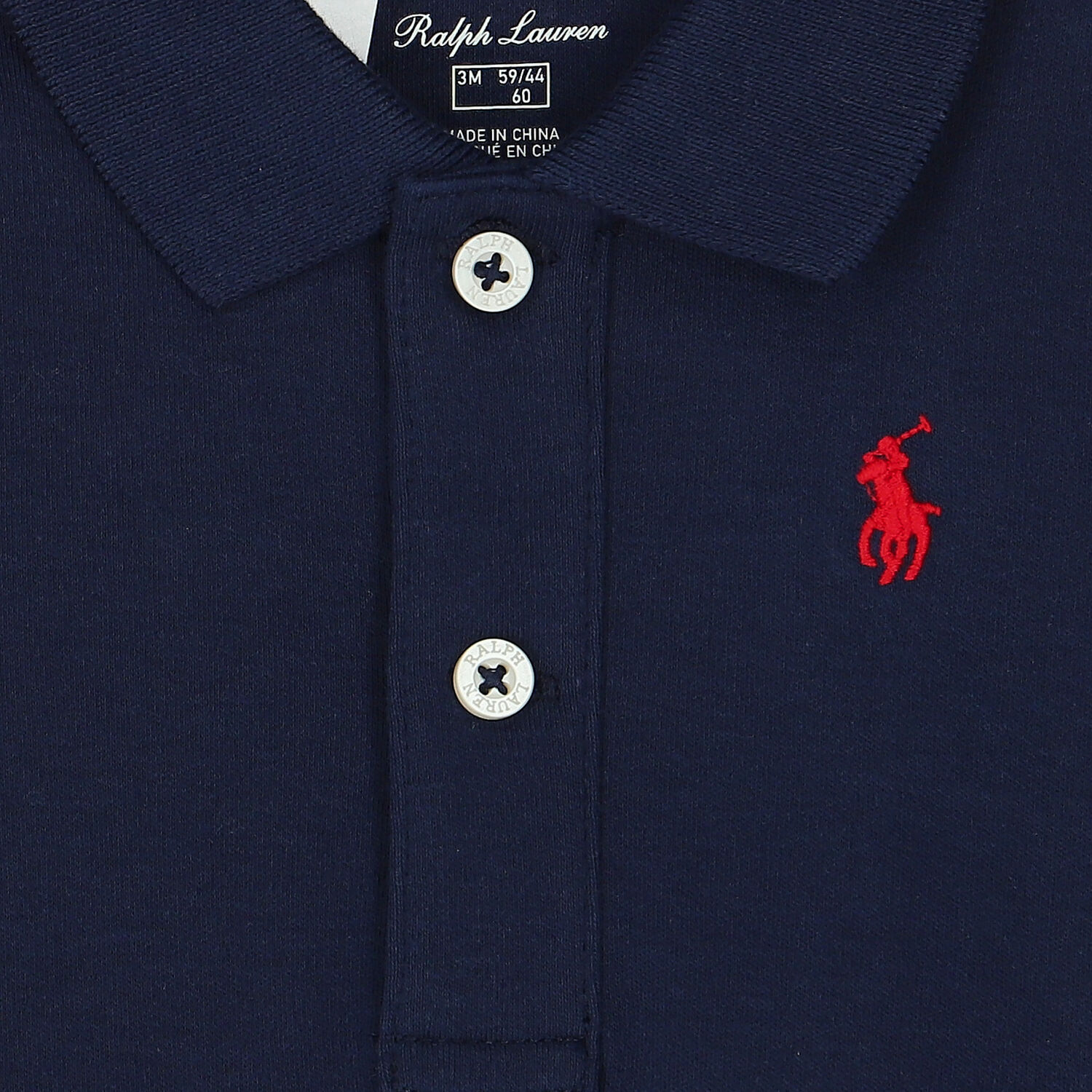 Baby Boys Navy Logo Polo Romper, 1, hi-res