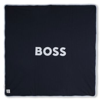 Baby Boys Navy Blue Logo Blanket