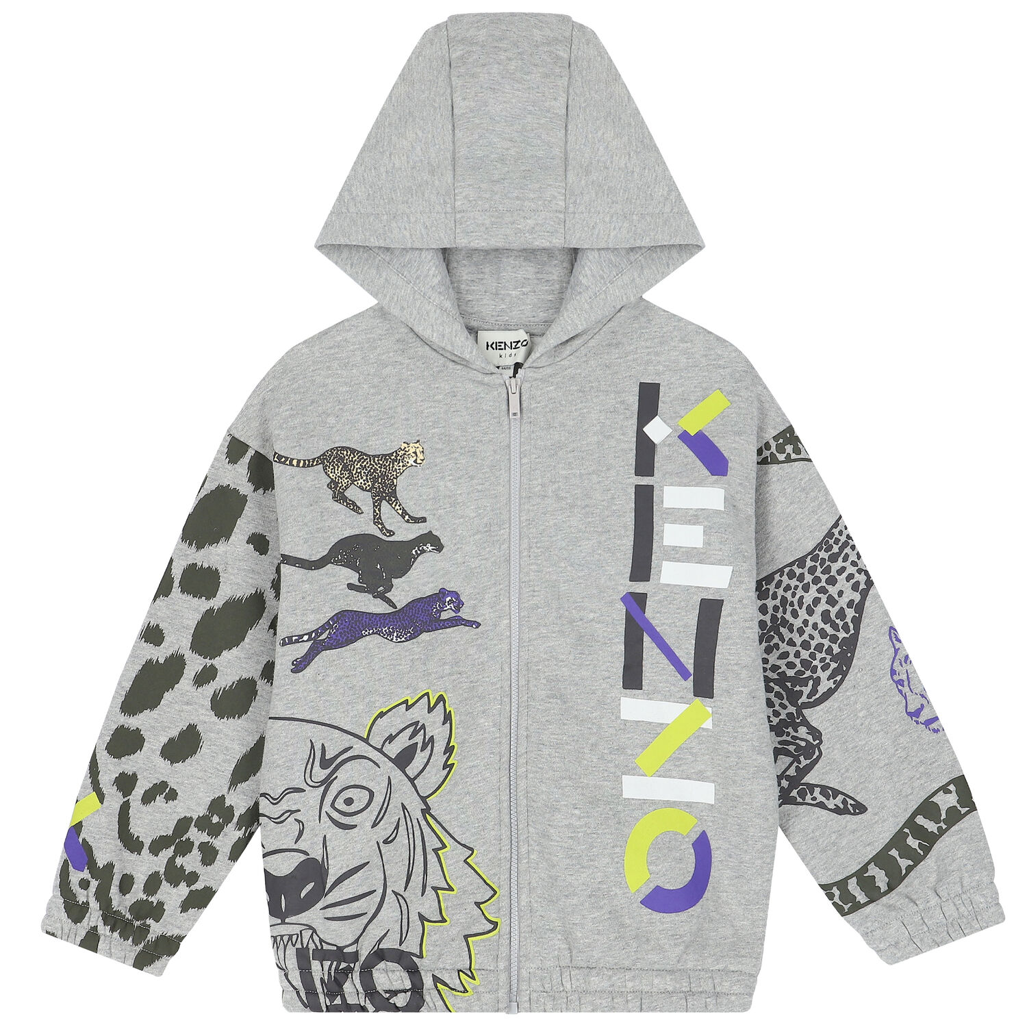 Boys Grey Logo Hooded Zip-Up Top, 1, hi-res image number null
