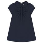 Girls Navy Blue Bow Dress, 1, hi-res
