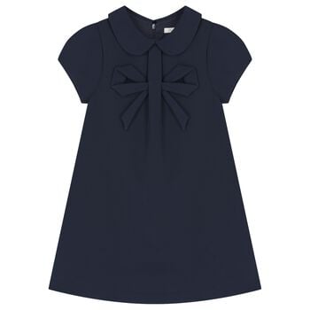 Girls Navy Blue Bow Dress
