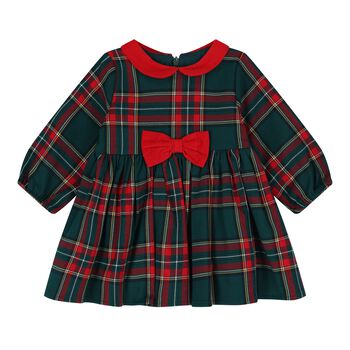 Baby Girls Green & Red Tartan Dress