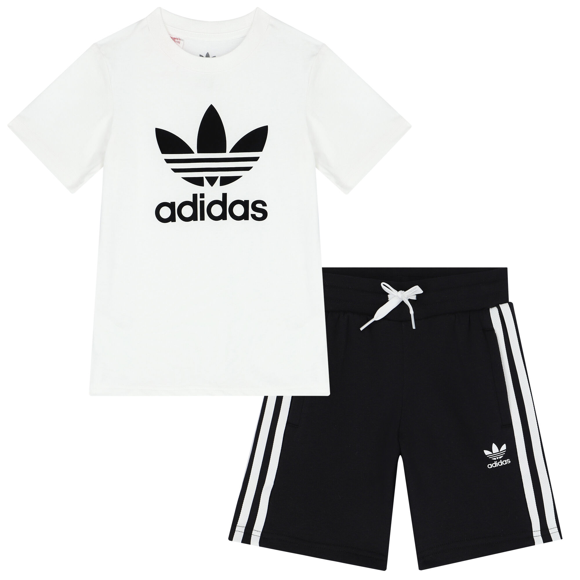 adidas Originals Boys White Black Logo Shorts Set Junior Couture UAE