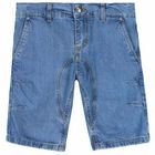 Boys Blue Denim Shorts, 1, hi-res