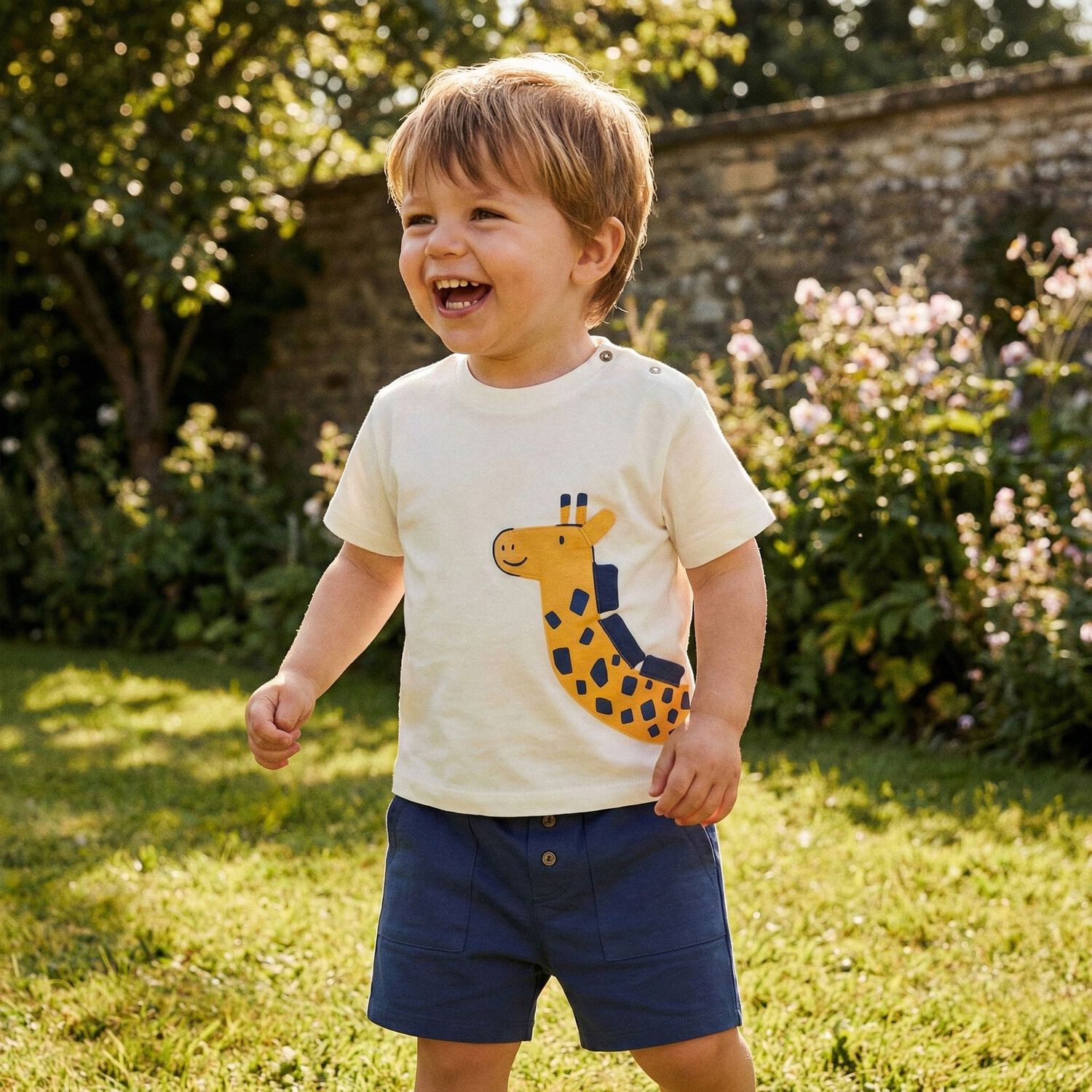 طقم شورت أبيض وأزرق للأولاد الصغار, 2, hi-res