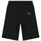 Boys Black Logo Plaque Shorts, 1, hi-res