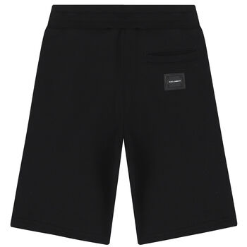 Boys Black Logo Plaque Shorts
