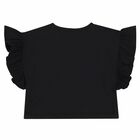 تيشيرت بالشعار باللون الاسود للبنات, 2, hi-res