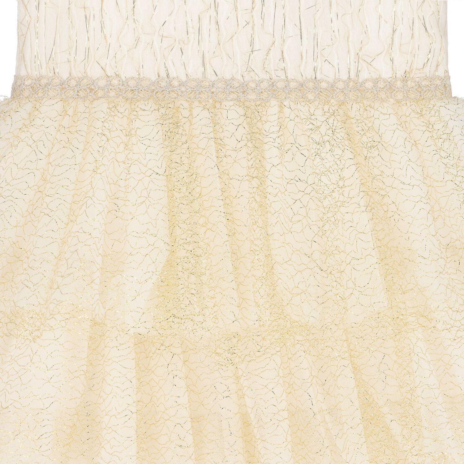 Girls Ivory & Gold Tiered Organza & Tulle Dress, 1, hi-res image number null