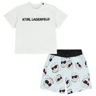 Boys White & Blue Ikonik Swim Shorts Set, 1, hi-res